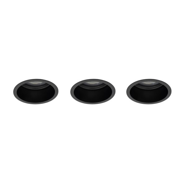 Einbauspot 3-Set Schwarz GU10 rund B:7 cm Modern