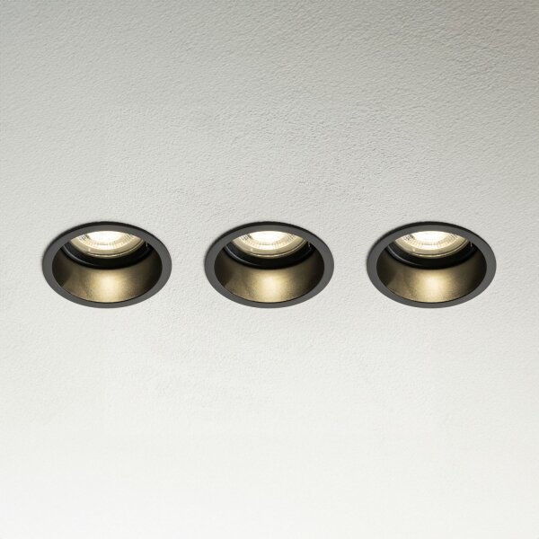 Einbauspot 3-Set Schwarz GU10 rund B:7 cm Modern
