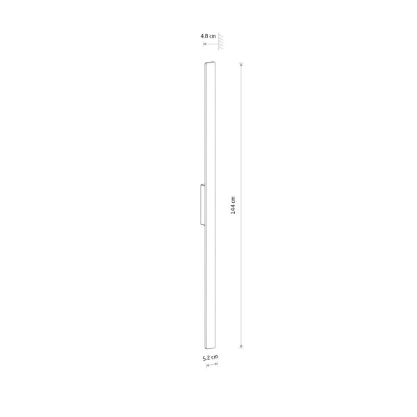 LED Wandleuchte Schwarz IP54 3000 K H:144 cm indirekt
