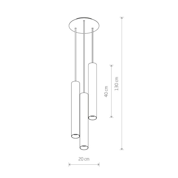 Hängelampe Stahl Messing GU10 L:20 cm 3-flammig Modern
