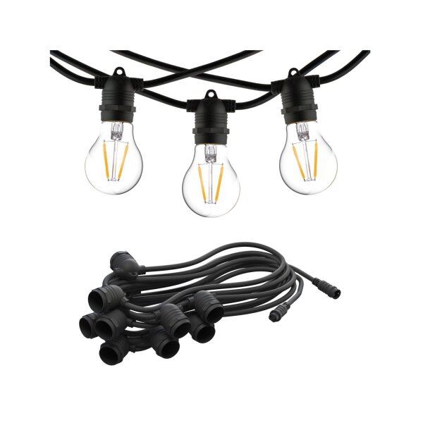 Lichterkette Outdoor Gummi Schwarz IP65 E27 L:600 cm