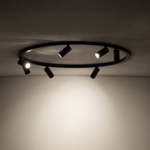 Deckenspot schwenkbar Schwarz GU10 B:93 cm 7-flammig