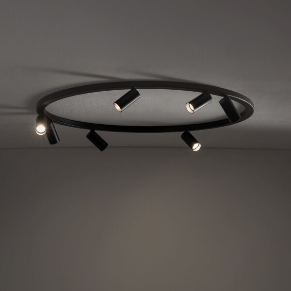 Deckenspot schwenkbar Schwarz GU10 B:93 cm 7-flammig