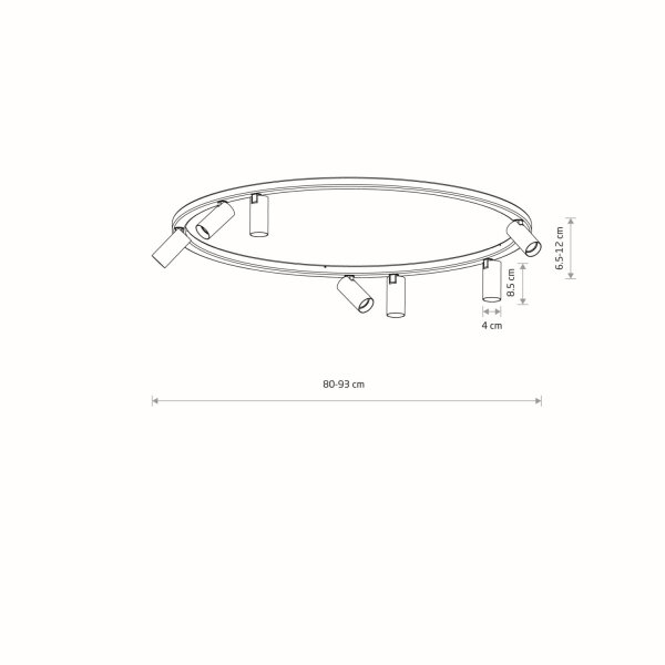 Deckenspot schwenkbar Schwarz GU10 B:93 cm 7-flammig
