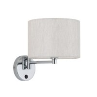 Wandlampe Schalter Stoff Creme E14 B:24 cm rund