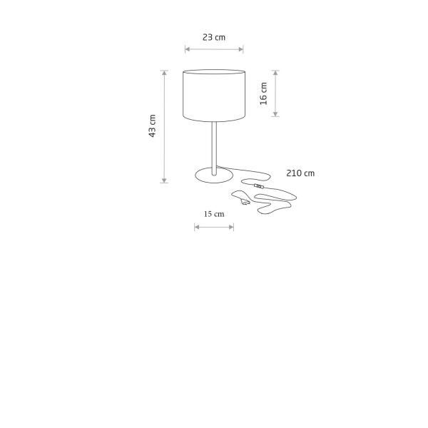 Tischleuchte Stahl Stoff Grau blendarm E27 H:43 cm