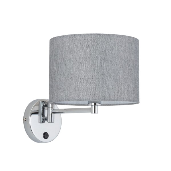 Wandlampe Schalter Stoff Grau E14 B:24 cm blendarm