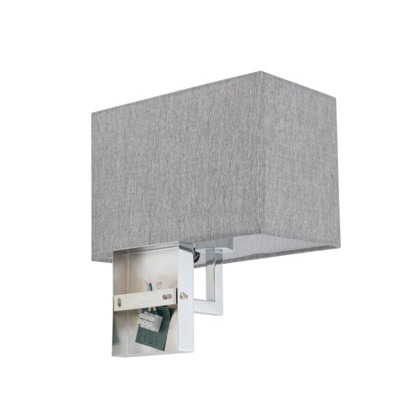 Wandleuchte Stahl Stoff Grau E27 B:26 cm wohnlich