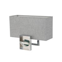 Wandlampe Stahl Stoff Grau E27 B:35 cm blendarm