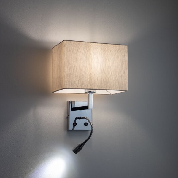 LED Wandlampe Schalter Stoff Creme 4000 K B:26 cm