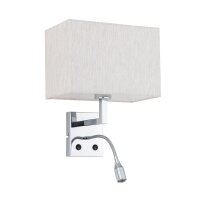 LED Wandlampe Schalter Stoff Creme 4000 K B:26 cm