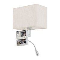 LED Wandlampe Schalter Stoff Creme 4000 K B:26 cm