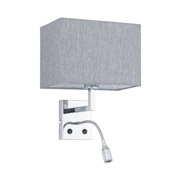 LED Wandlampe Schalter Stoff Grau 4000 K B:26 cm