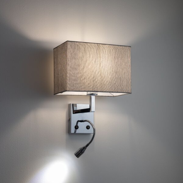 LED Wandlampe Schalter Stoff Grau 4000 K B:26 cm