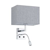 LED Wandlampe Schalter Stoff Grau 4000 K B:26 cm