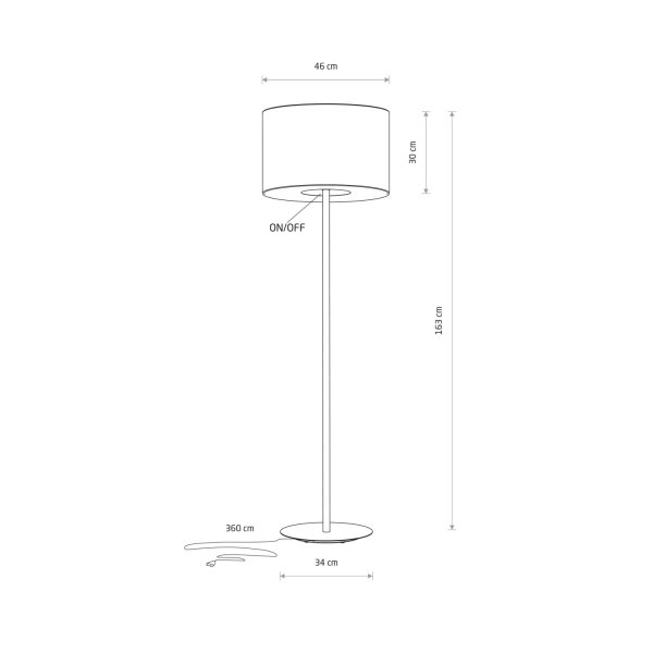 Stehleuchte Stoff Umbra Grau E27 H:163 cm blendarm