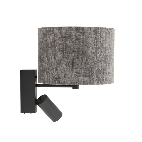 Wandlampe Stahl Stoff Umbra Grau E27 GU10 B:23 cm rund