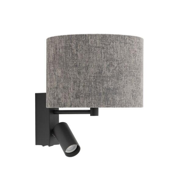Wandlampe Stahl Stoff Umbra Grau E27 GU10 B:23 cm rund