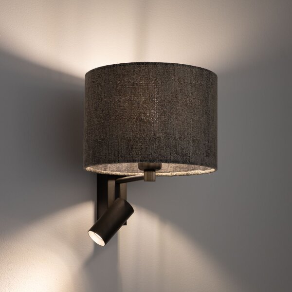 Wandlampe Stahl Stoff Umbra Grau E27 GU10 B:23 cm rund