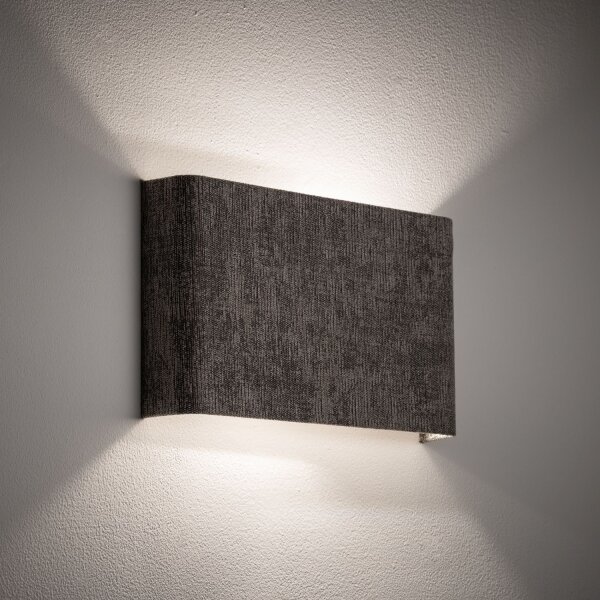 Wandlampe Up Down Stoff Grau G9 B:25 cm indirekt eckig