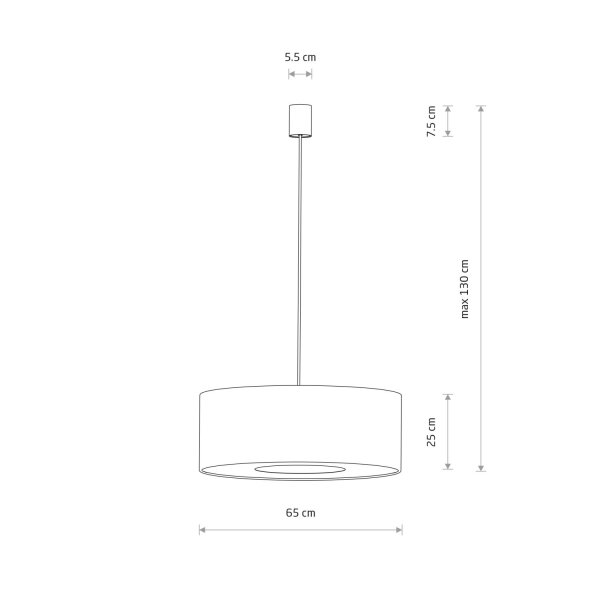 Hängelampe Stoff Umbra Grau E27 L:65 cm rund Modern