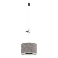 Hängelampe Stoffschirm Seidengrau E27 L:40 cm Modern