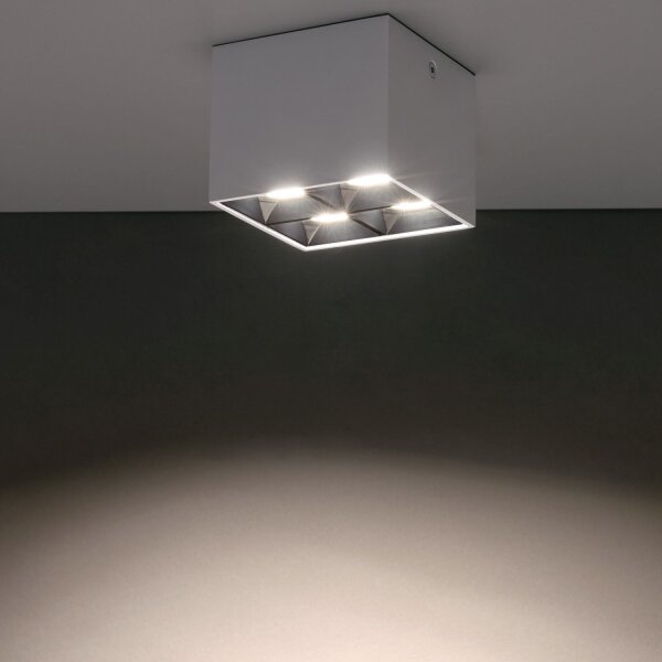LED Deckenlampe Weiß Schwarz Alu 4000 K eckig B:8 cm