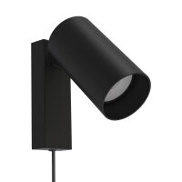 Wandspot Schwarz Stahl GU10 B:12 cm Schalter flexibel