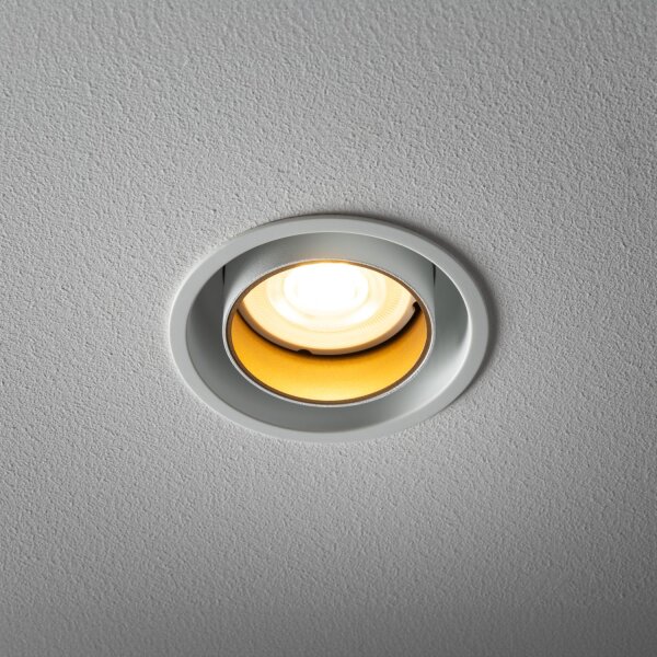 Einbaustrahler Weiß Gold Stahl GU10 B:8 cm rund Modern
