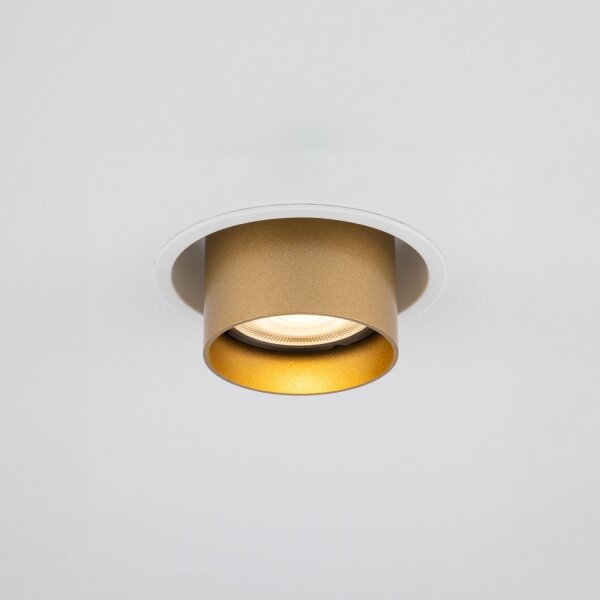 Einbauleuchte Weiß Gold Stahl GU10 B:8 cm verstellbar