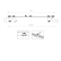 Deckenstrahler Weiß Gold Stahl GU10 L:130 cm flexibel