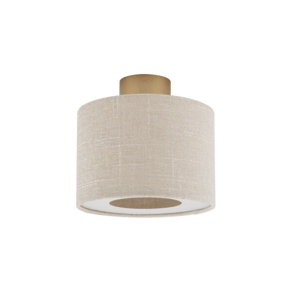 Deckenlampe Stoff Gold Creme E27 Ø23 cm rund blendarm