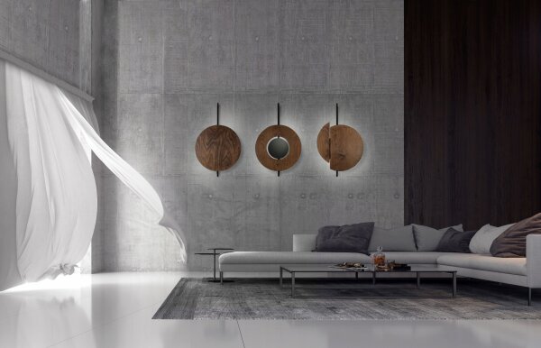 Wandlampe indirekt Schwarz Holz GX53 B:50 cm wohnlich