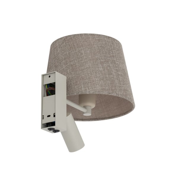 Wandlampe Stoff Grau Schalter E27 GU10 B:23 cm flexibel