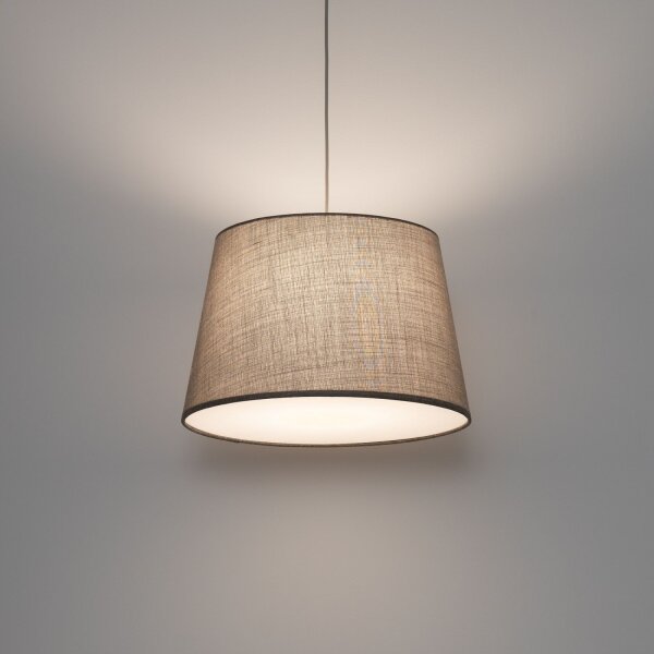 Hängelampe Seidengrau E27 L:46 cm Modern Stoffschirm