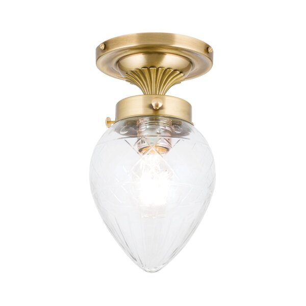 Deckenleuchte Glas Messing E27 rund D: 15 cm in Bronze