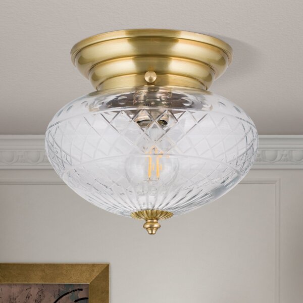 Deckenlampe Messing Glas D: 25 cm rund in Bronze E27