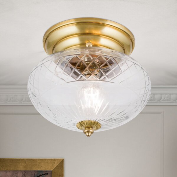 Deckenlampe Messing Glas D: 25 cm rund in Bronze E27