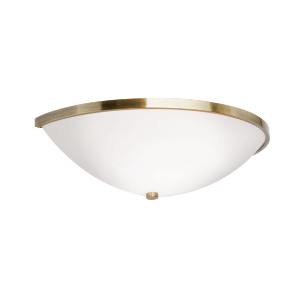 Wandlampe Metall Glas 31 cm breit in Messing Antik Weiß