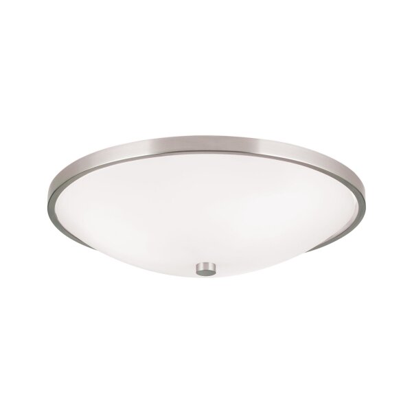 Deckenlampe Metall Glas D: 39,5 cm Nickel matt Weiß E27