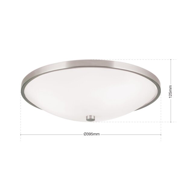Deckenlampe Metall Glas D: 39,5 cm Nickel matt Weiß E27