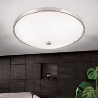 Deckenlampe Metall Glas D: 39,5 cm Nickel matt Weiß...
