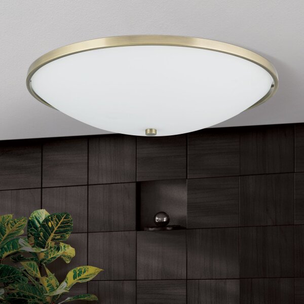 Deckenleuchte Glas Metall E27 D: 56,5 cm rund