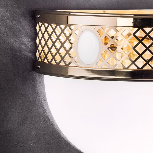 Wandlampe Glas Metall E27 B: 40 cm 3-flammig Jugendstil