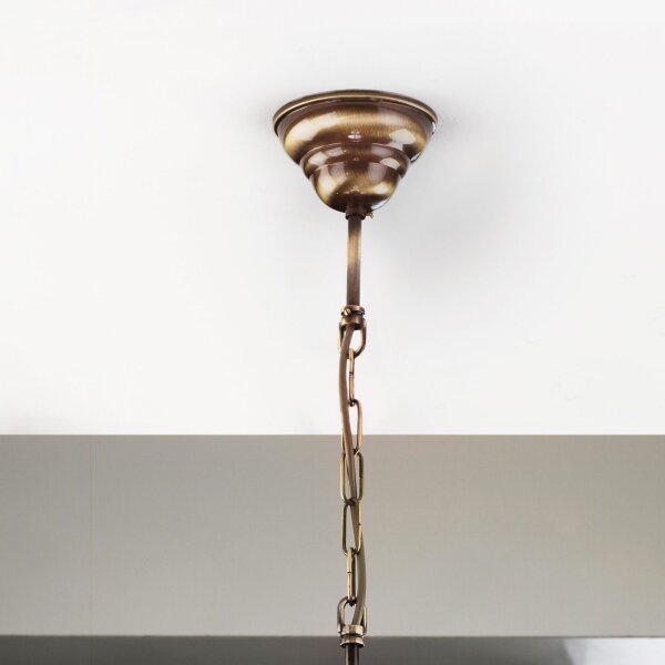Pendelleuchte Echt-Messing Glas 60 cm breit E14 ALWIN