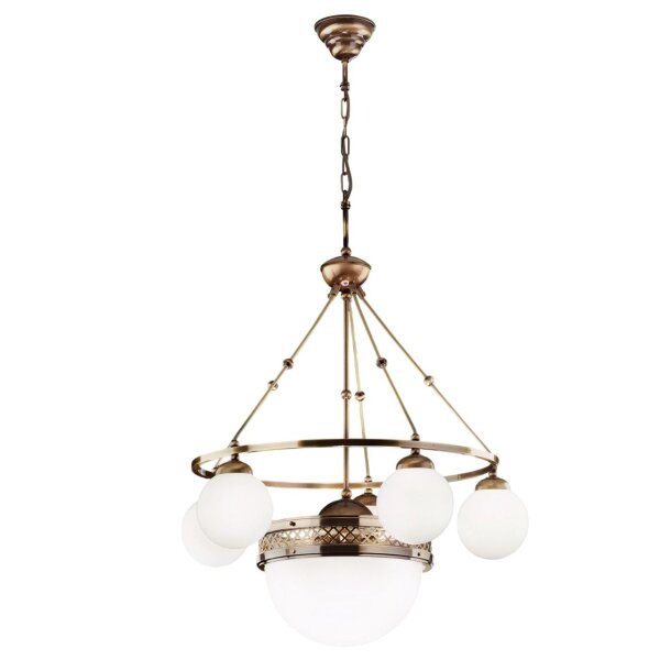 Pendelleuchte Messing massiv Glas 70 cm breit E14 ALWIN