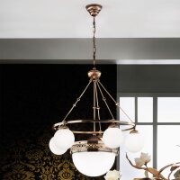 Pendelleuchte Messing massiv Glas 70 cm breit E14 ALWIN