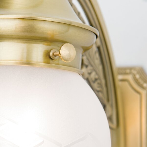 Wandlampe mit Schalter Echt-Messing Glas H: 25 cm E27
