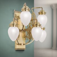 Wandleuchte Echt-Messing Glas E27 61 cm breit ELISE
