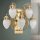 Wandleuchte Echt-Messing Glas E27 61 cm breit ELISE